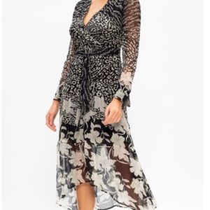 All Saints Florence Tempo Long Sleeve Midi Dress Size 10